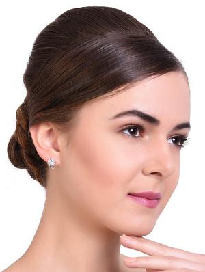 silver metal studs earrings - 15033893 - Standard Image - 3