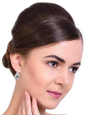 silver metal drop earrings - 15033896 - Standard Image - 3