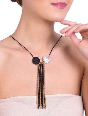 black metal long necklace - 15034022 - Standard Image - 3