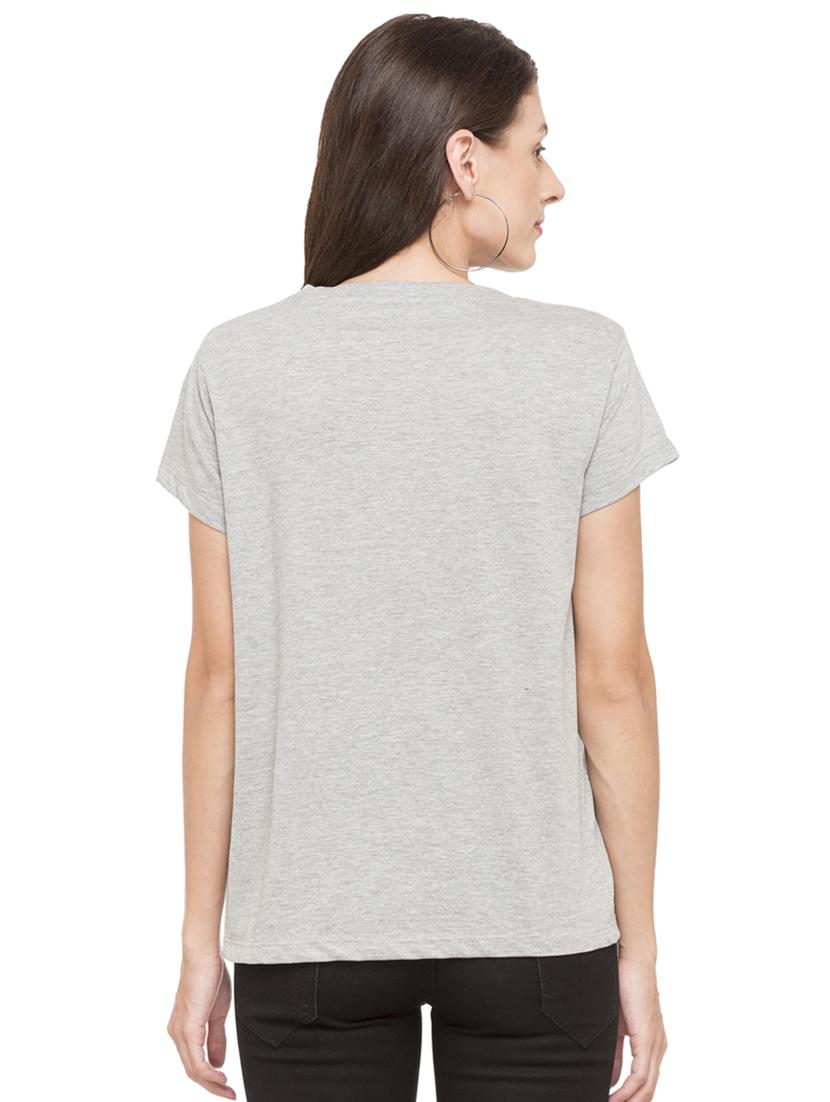 grey cotton solid tee - 15034156 - Zoom Image - 3