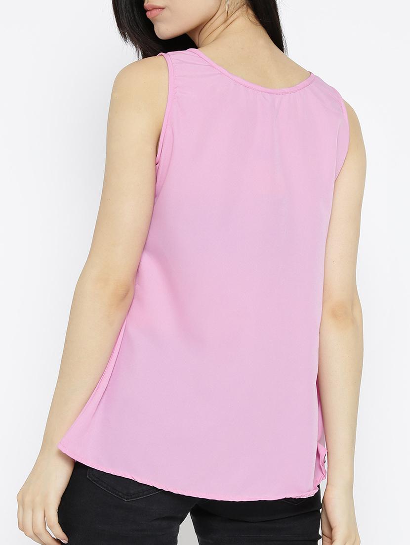 pink solid a-line top - 15034256 - Zoom Image - 3