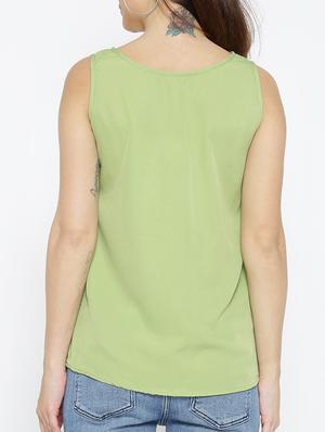 olive green solid a-line top - 15034257 - Standard Image - 3