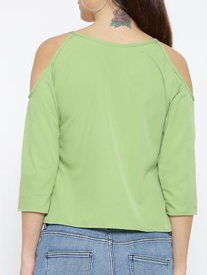 olive solid cold shoulder top - 15034266 - Standard Image - 3