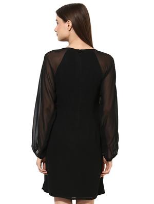 sheer panel slit sleeved dress - 15036090 - Standard Image - 3