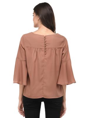 beige solid bell sleeved top - 15037159 - Standard Image - 3