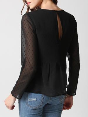 black solid embroidered top - 15037195 - Standard Image - 3