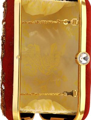 maroon polyester box clutch - 15037479 - Standard Image - 3