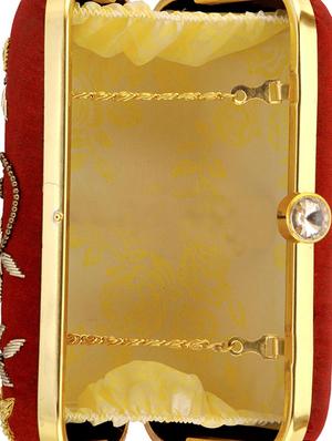 maroon polyester box clutch - 15037481 - Standard Image - 3