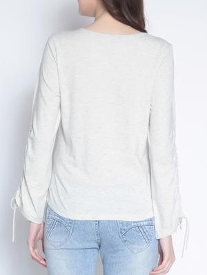 ruched sleeve embellished heather top - 15037756 - Standard Image - 3