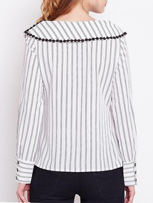 lace detail striped top - 15037764 - Standard Image - 3