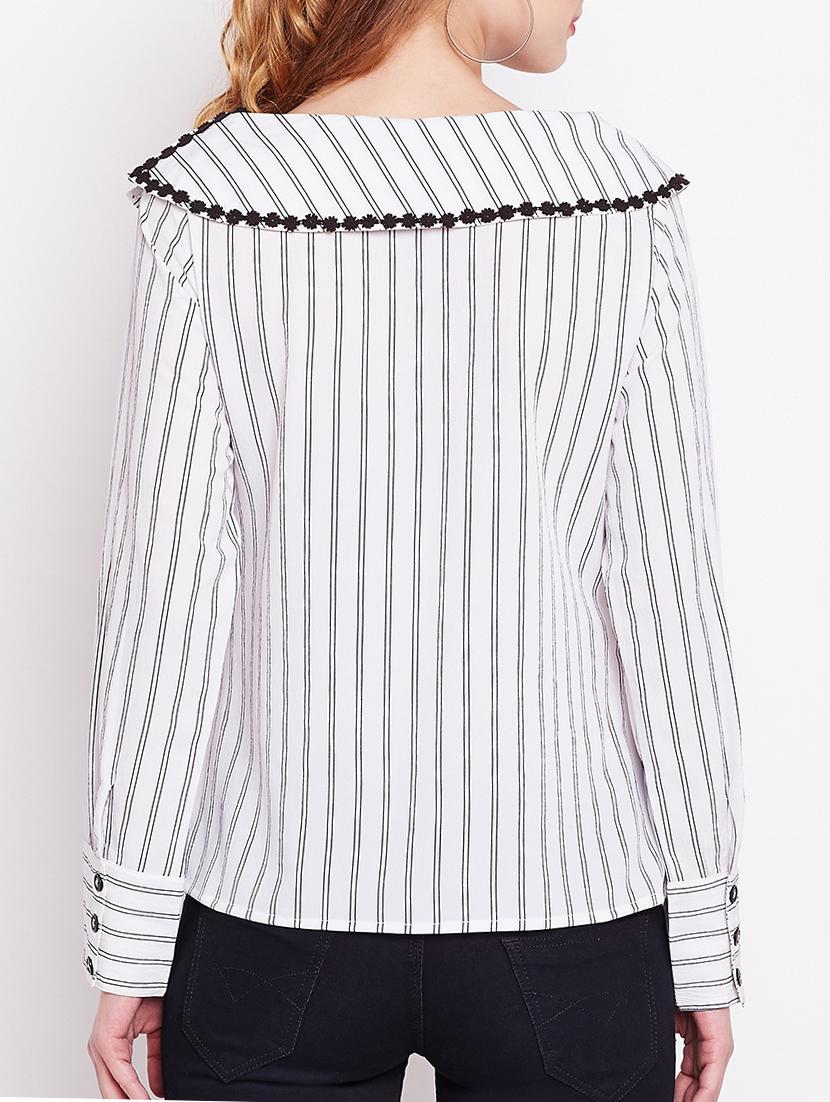 lace detail striped top - 15037764 - Zoom Image - 3
