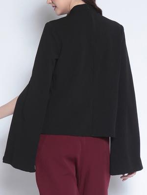 button detail slit sleeved top - 15038411 - Standard Image - 3