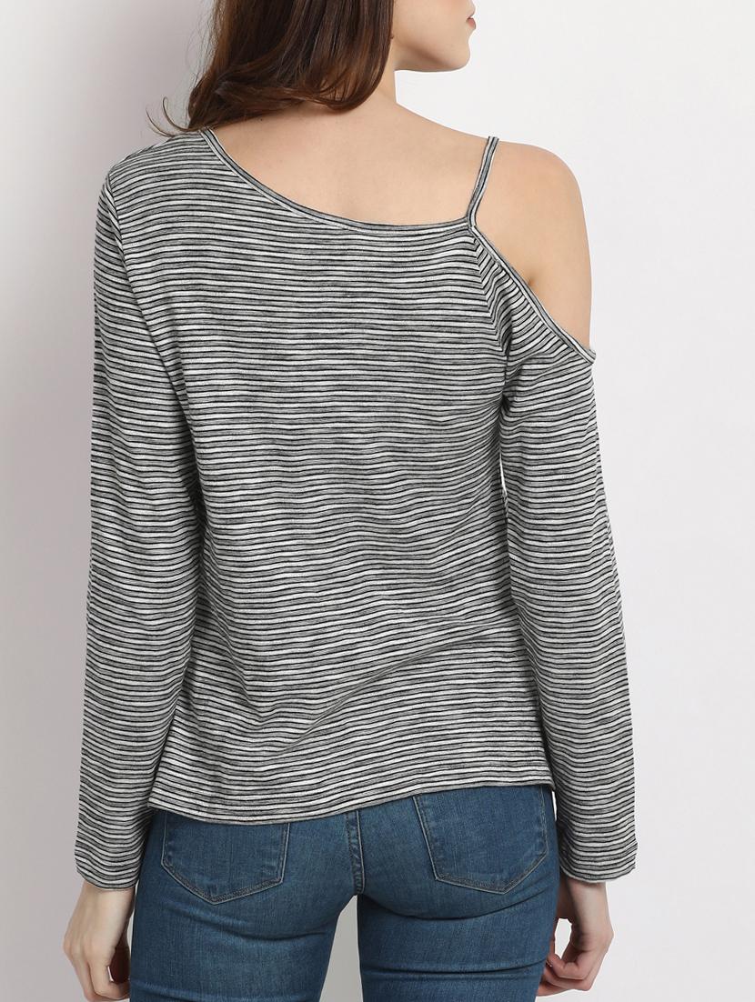 single cold shoulder striped top - 15038426 - Zoom Image - 3