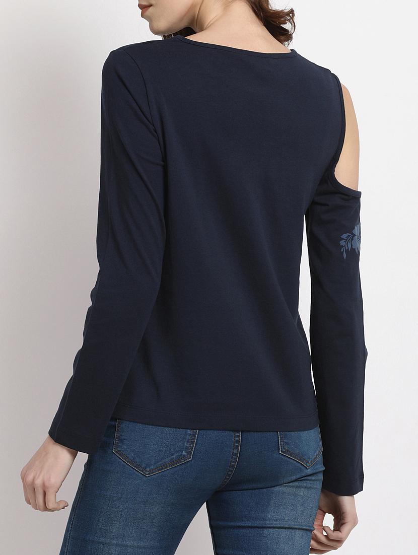single cold shoulder crew neck top - 15038428 - Zoom Image - 3
