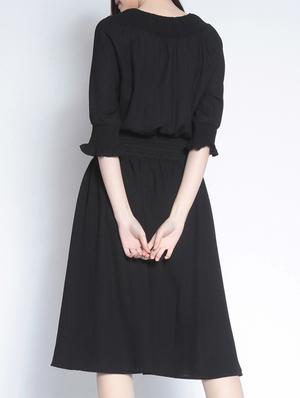 black solid a-line dress - 15040411 - Standard Image - 3