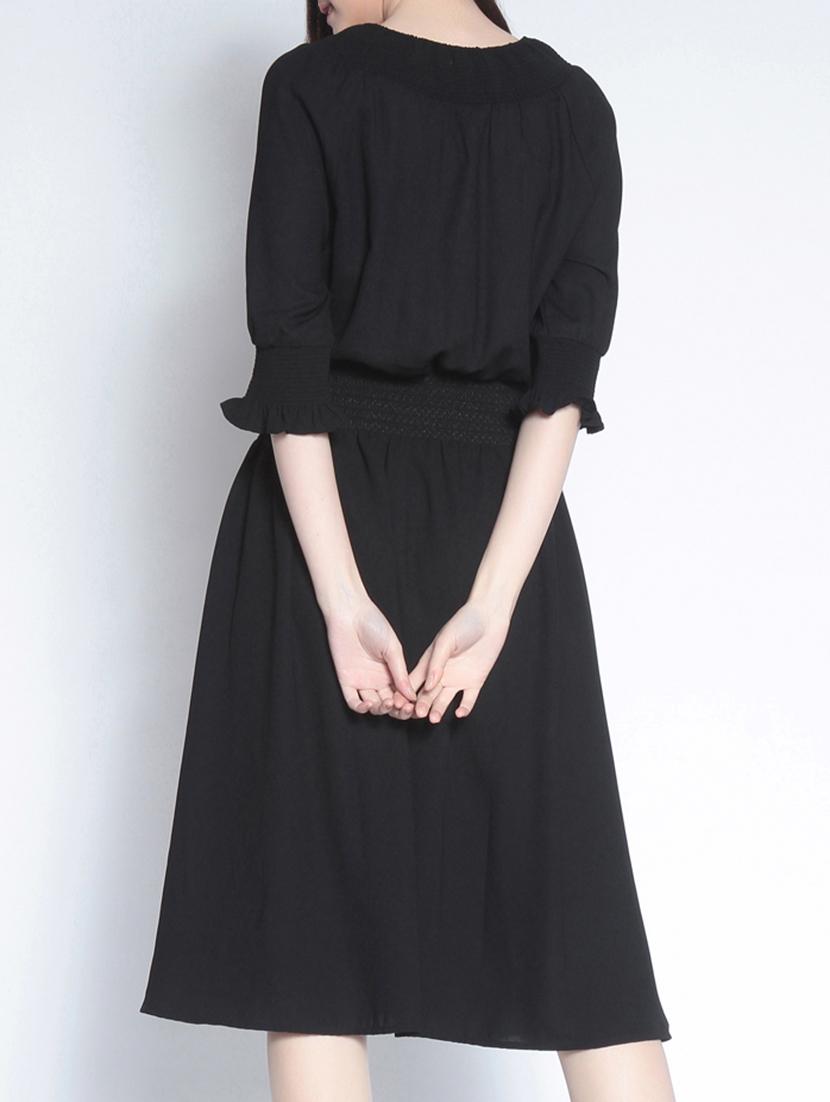 black solid a-line dress - 15040411 - Zoom Image - 3