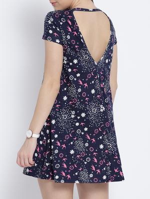 navy blue cotton aline dress - 15041401 - Standard Image - 3