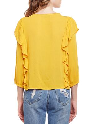 lace insert embroidered ruffled top - 15042624 - Standard Image - 3