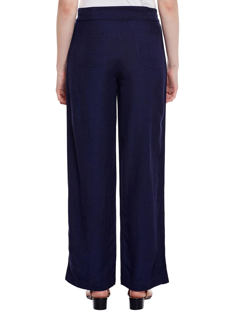 navy blue cotton wide leg trouser - 15042650 - Zoom Image - 3