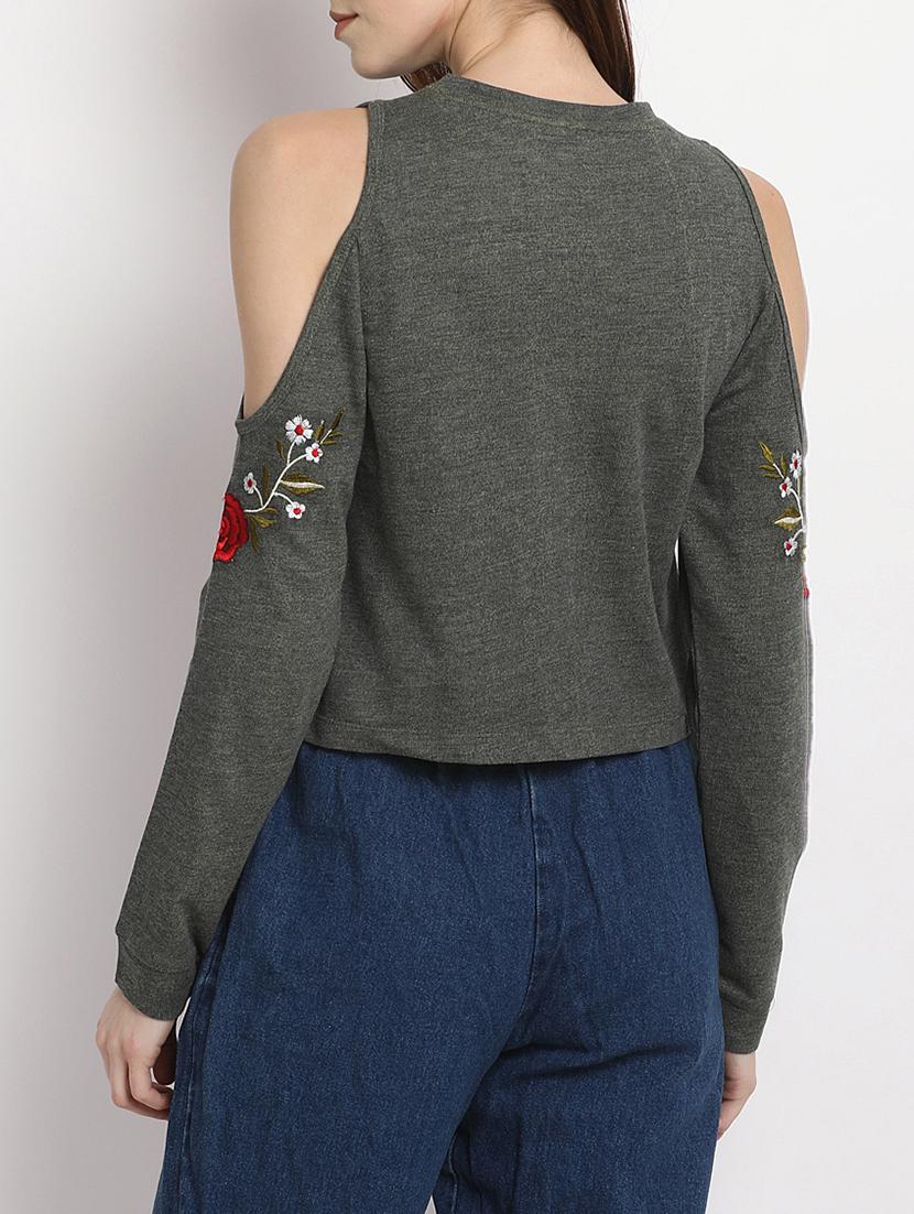 cold shoulder embroidered top - 15044334 - Zoom Image - 3