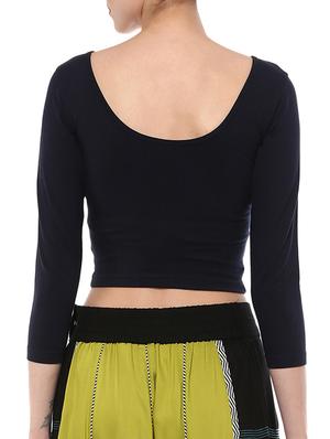 blue cotton lycra solid blouse - 15046131 - Standard Image - 3