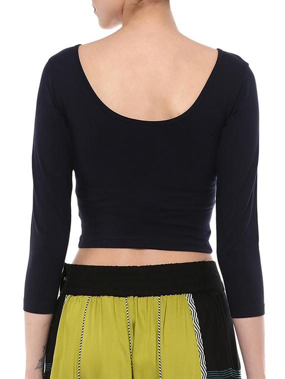 blue cotton lycra solid blouse - 15046131 - Zoom Image - 3