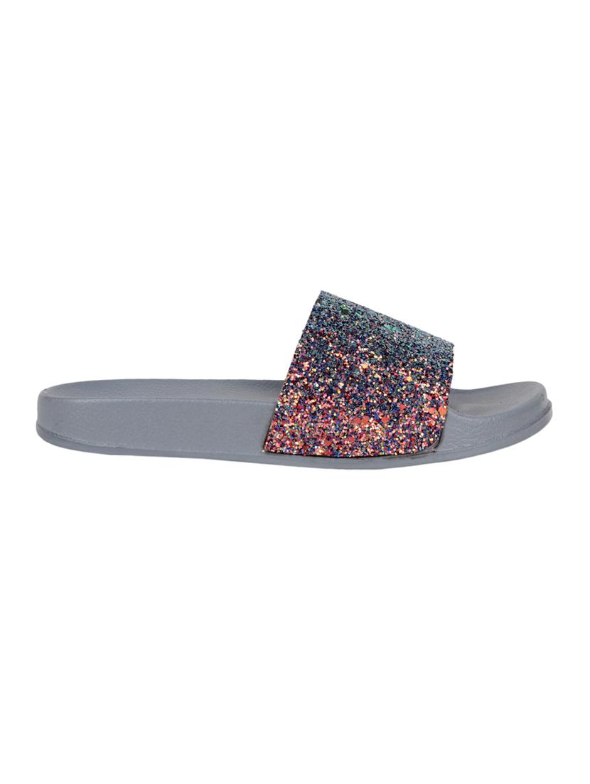 grey faux leather slides - 15046232 - Zoom Image - 3
