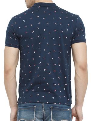 navy blue cotton all over print tshirt - 15046636 - Standard Image - 3