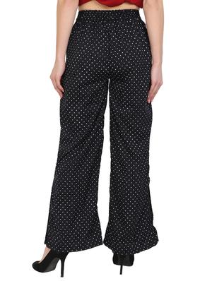 black polka doted crepe palazzo - 15046803 - Standard Image - 3