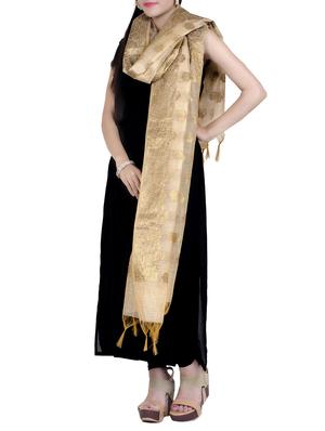 beige chanderi banarasi dupatta - 15046935 - Standard Image - 3