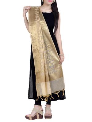 beige chanderi banarasi dupatta - 15046937 - Standard Image - 3