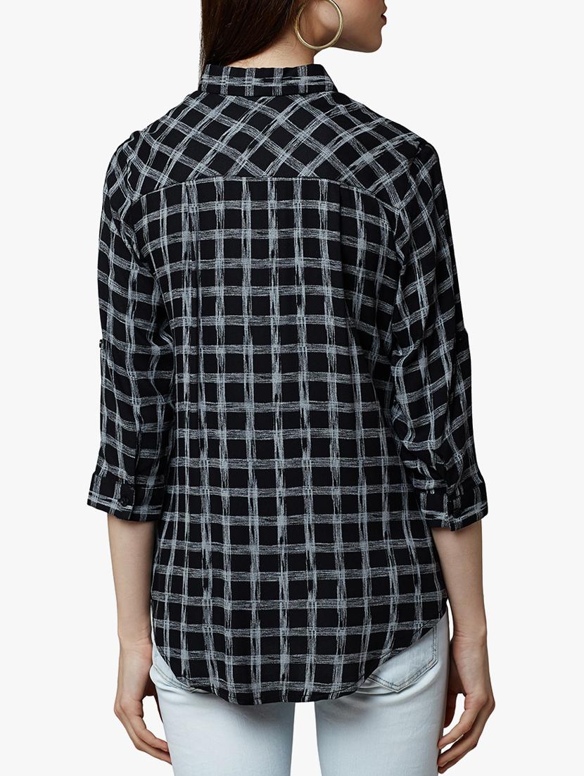 black checkered viscose shirt - 15047060 - Zoom Image - 3