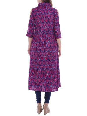 cold shoulder flared kurta - 15047121 - Standard Image - 3