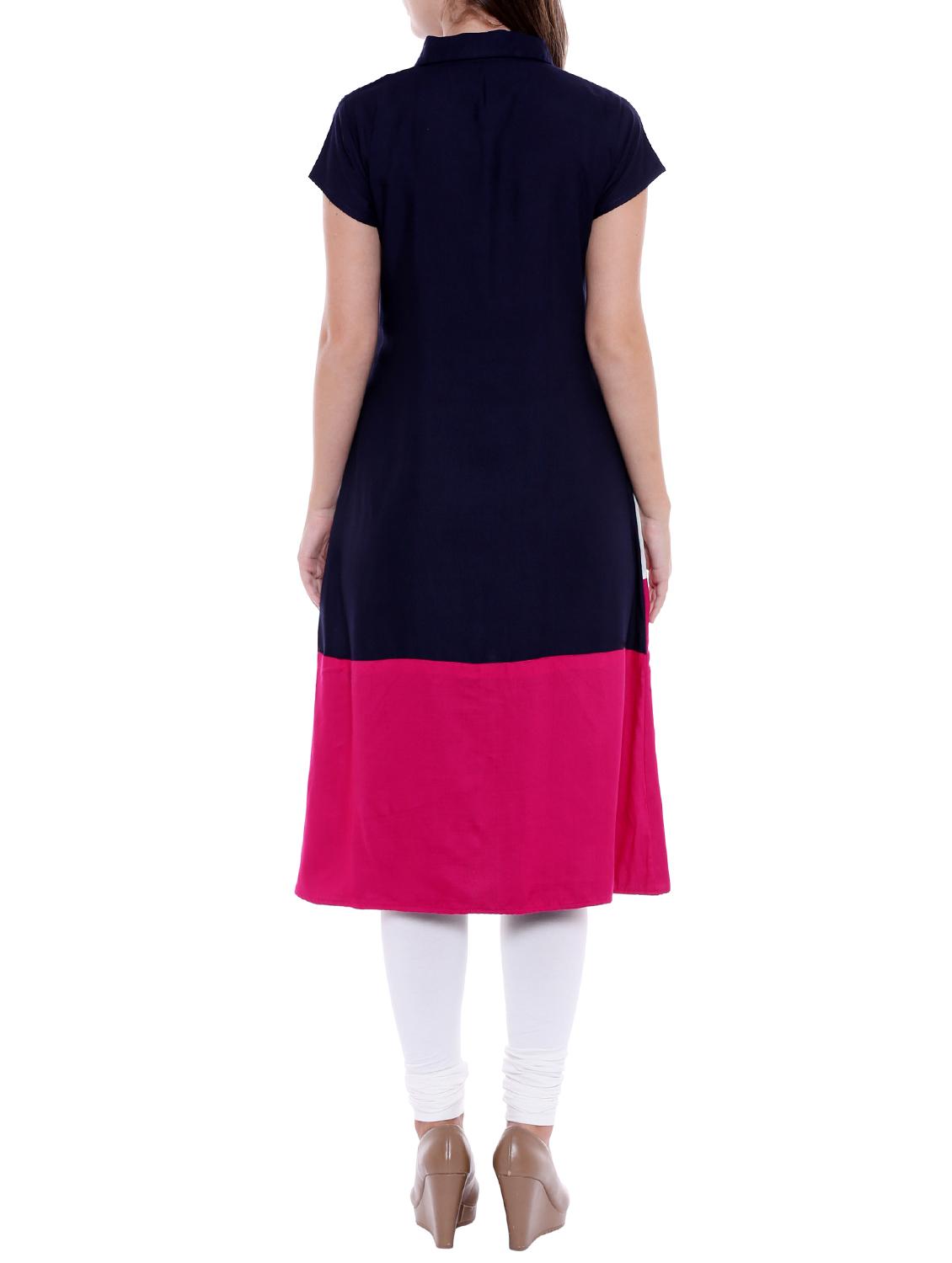 color block a-line kurta - 15047129 - Zoom Image - 3