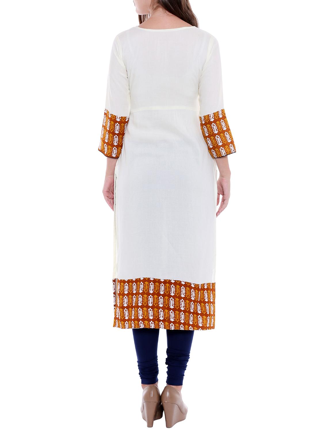 Printed yoke straight kurta - 15047130 - Zoom Image - 3