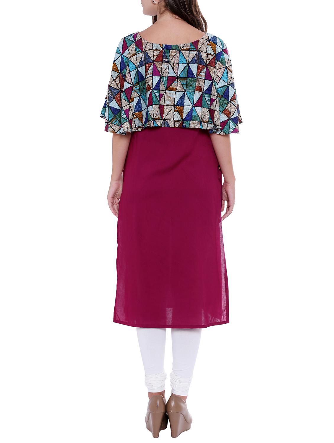 straight kurta with cape - 15047154 - Zoom Image - 3