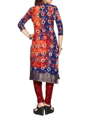 multi colored bandhani unstitched churidaar suit - 15047351 - Standard Image - 3
