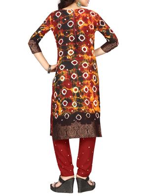 multi colored bandhani straight pant suit - 15047352 - Standard Image - 3