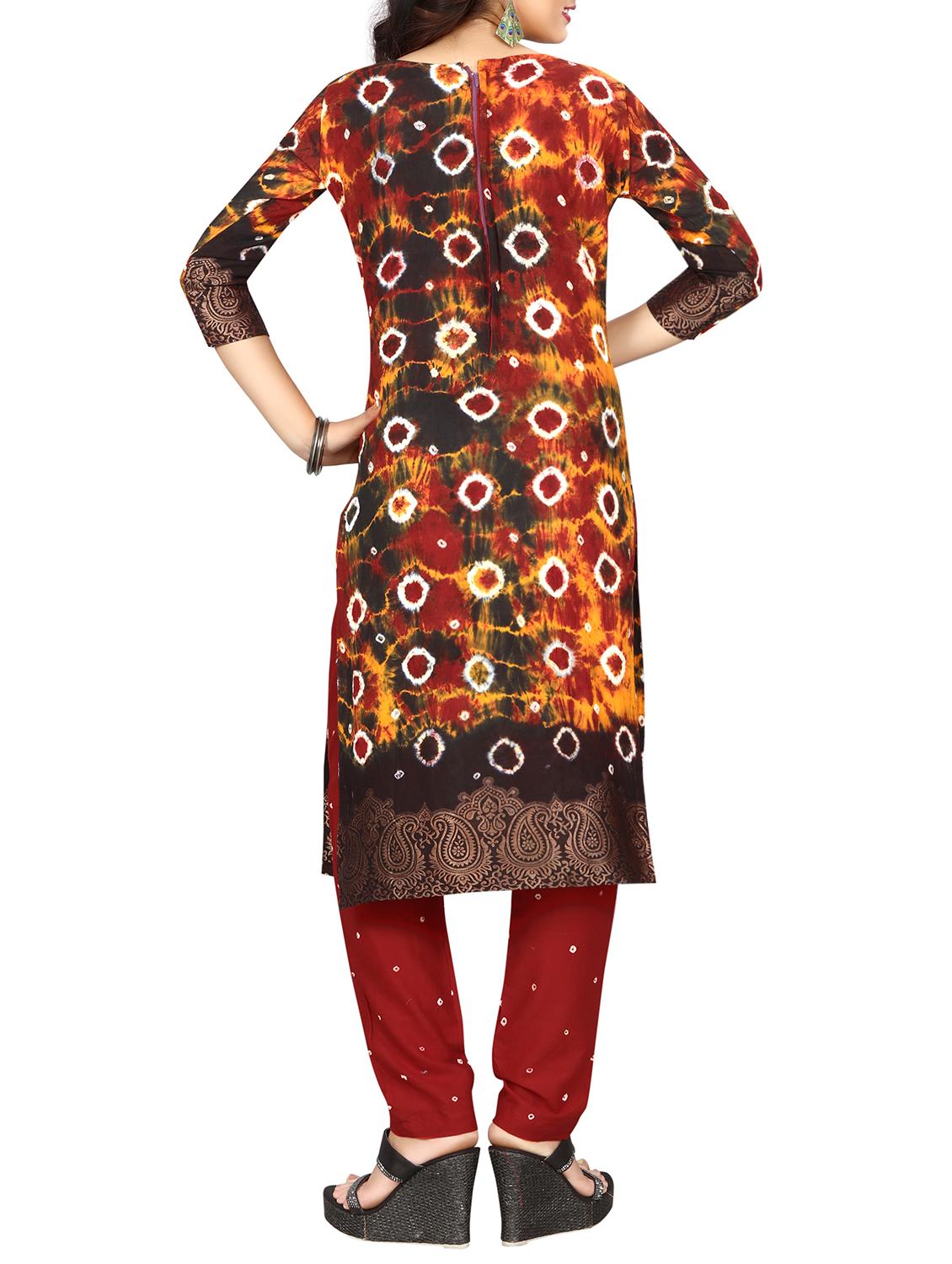 multi colored bandhani straight pant suit - 15047352 - Zoom Image - 3