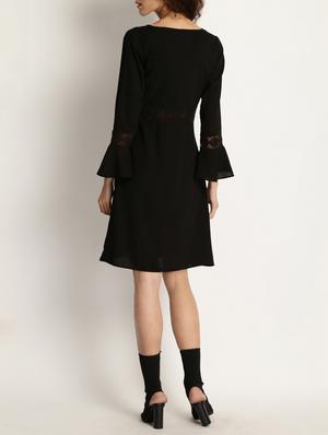 black solid a-line dress - 15048182 - Standard Image - 3