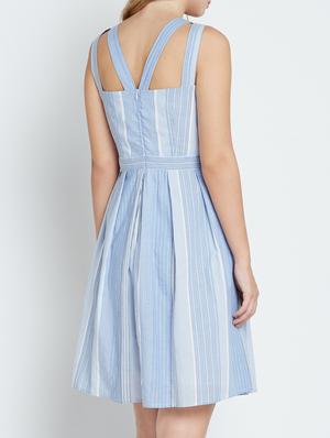 blue striped fit & flare dress - 15048188 - Standard Image - 3