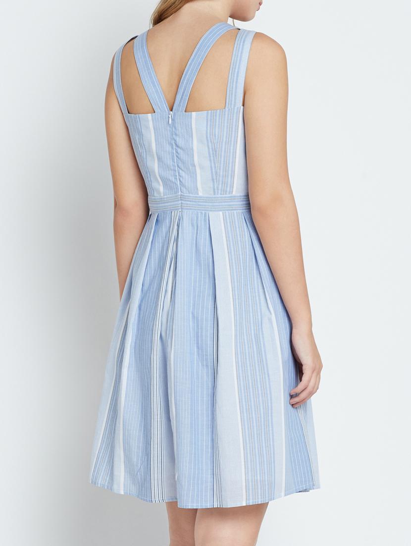 blue striped fit & flare dress - 15048188 - Zoom Image - 3