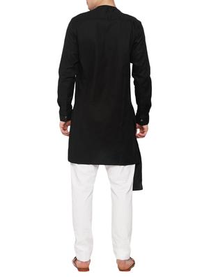 black cotton kurta pyjama set - 15048237 - Standard Image - 3