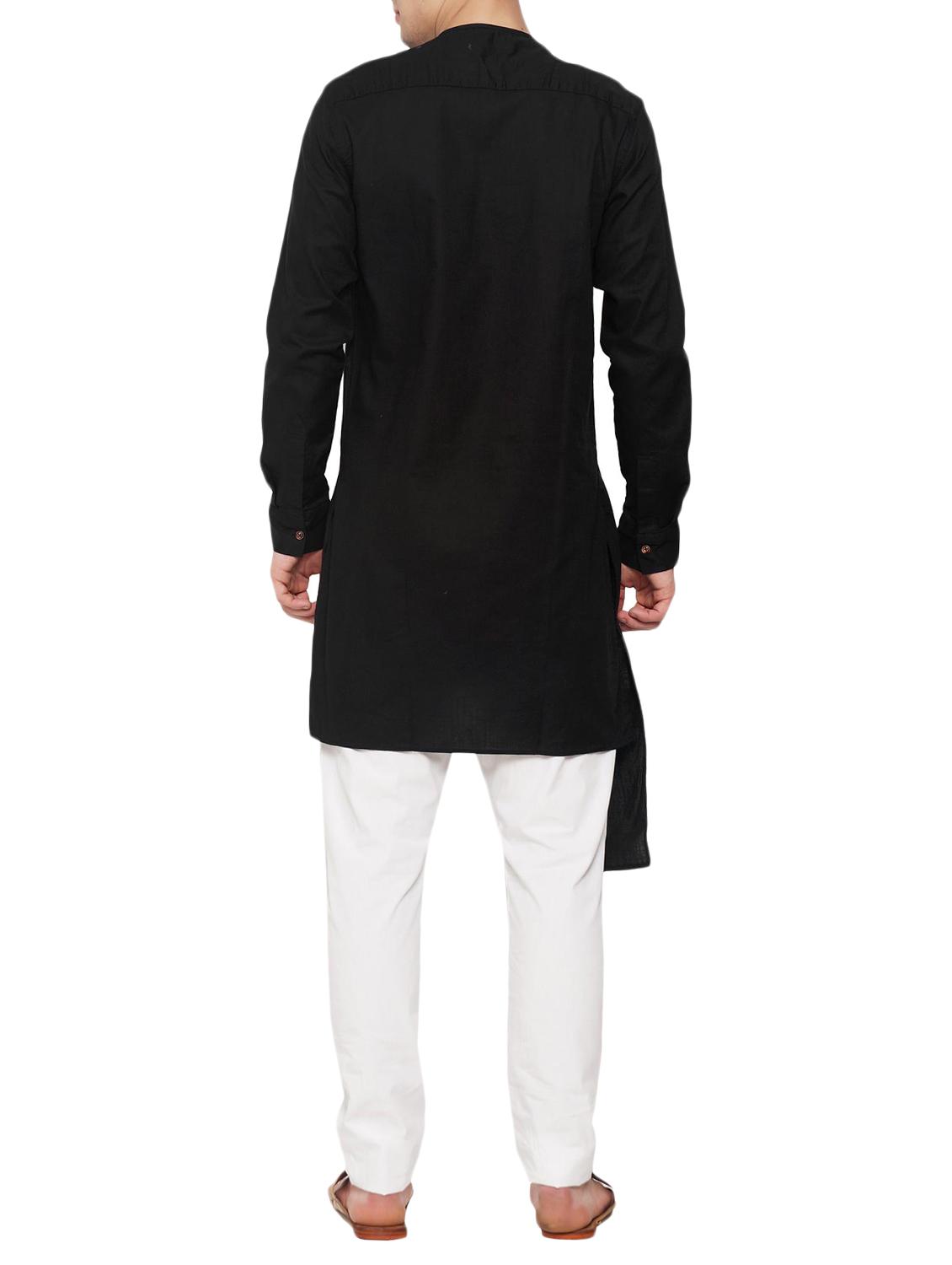 black cotton kurta pyjama set - 15048237 - Zoom Image - 3