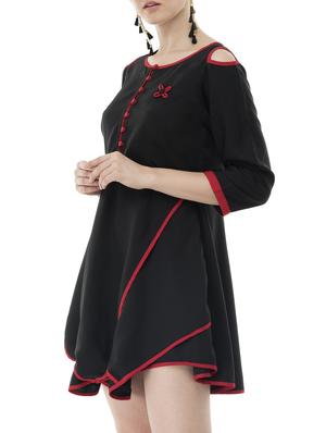 black crepe asymmetric dress - 15048291 - Standard Image - 3