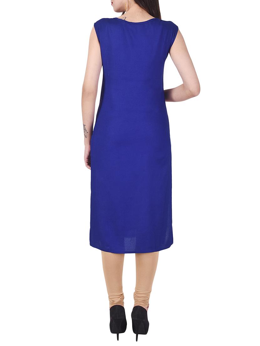 blue rayon solid kurta - 15048398 - Zoom Image - 3