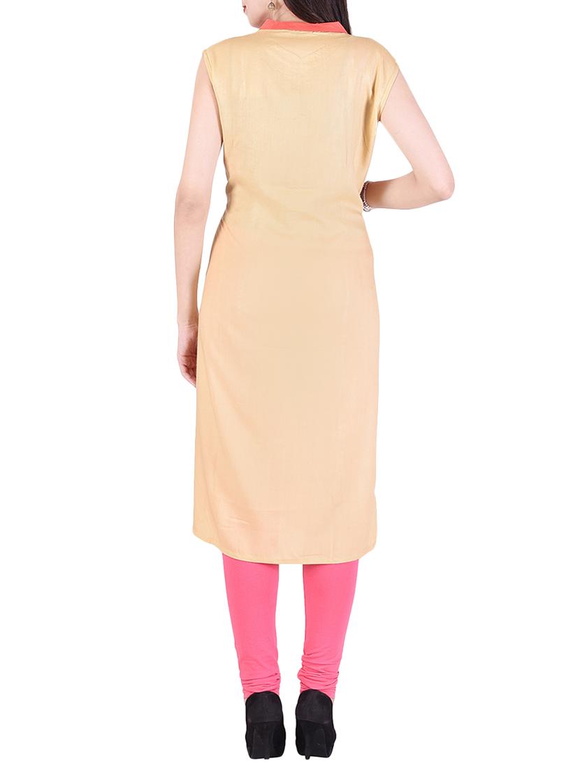 pink viscose straight kurta - 15048400 - Zoom Image - 3