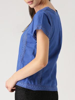 lace insert short sleeved top - 15049073 - Standard Image - 3