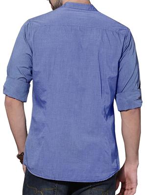 blue cotton casual shirt - 15049539 - Standard Image - 3