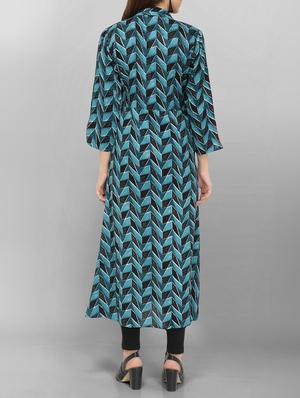 blue viscose aline kurta - 15049803 - Standard Image - 3